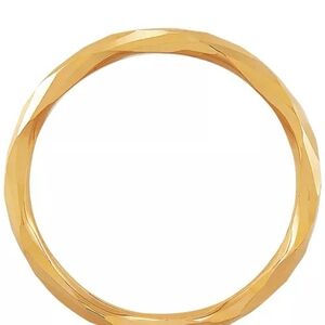 Stylish Faceted Yellow Gold-Tone Stackable Ring